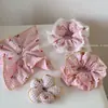 Goma para el pelo de encaje con flor de cerezo fresca rosa para mujer, Diadema grande de doble capa dulce y linda