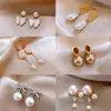 Pendientes de Borla Geométrica de Perla con Circonita de Aguja Plateada Pendientes Elegantes de Lujo Ligero Pendientes de Moda Exquisitos Versátiles para Mujer