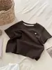 Camiseta de Manga Corta para Niños 2026 Verano Niños y Niñas Sencilla de Algodón Puro Cuello Redondo Camiseta Ropa para Niños