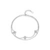 MODIAN MODIAN Pulsera de Plata de Ley S925 Estilo Mori Pequeño y Fresco Estilo Dulce y Femenino Trébol de Cuatro Hojas Doble Capa Diamante Brillante para Mujer