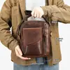 Bolso Transfronterizo de Cuero Crazy Horse para Hombre Bolso de Hombro Vertical de Cuero Genuino para Hombre Bolso para Teléfono Móvil Agujero para Auriculares Bolso Cruzado Cuadrado Pequeño para Hombre