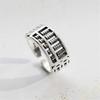 Anillo de ábaco de plata tailandesa de la suerte estilo retro de moda nuevo para hombres y mujeres, anillo de cuentas de ábaco de boca viva, joyería al por mayor