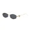 Novos Óculos de Sol Poligonais Sem Aro com Lentes de PC Cravejadas de Diamantes, Óculos para Miopia, Óculos de Sol Estilo de Rua Europeu e Americano