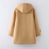 Abrigo de Lana con Botones de Cuerno Estilo Uniforme JK Japonés para Mujer Invierno 2025 Estilo Universitario Abrigo de Lana Acolchado Espeso con Capucha