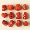 Accesorios de joyería de cristal natural y ágata roja del sur, ágata color rojo caqui, calabaza de la fortuna, cabeza de león con agujeros, productos semiacabados al por mayor