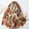 Cachecol de Cetim Estampa Psicodélica Flor Grande Vendas de Fábrica Comércio Exterior Transfronteiriço Cachecol de Seda Estampado Versátil Quente Outono e Inverno para Homens e Mulheres