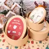 Caixa Oval de Papel Kraft de Natal 2025 Lembrancinha Biscoitos Doces Nougat Confeitaria Caixa de Embalagem para Presente