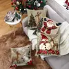 Nueva Funda de Almohada Retro Estampada Tema Navideño Alce Conejo Ambiente Festivo Funda de Cojín Decorativa Stock Listo de Fábrica