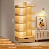 Estantería de piso y estante de almacenamiento integrados en una unidad de esquina montada en la pared, diseño simple para sala de estar, estudiante y uso doméstico, gabinete de almacenamiento, estantería lateral de pared