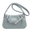 Bolsa de Nube Plegada Dulce Fresca Estilo Coreano Ins Moda Versátil Cadena de Perlas Bolso de Hombro Cruzado para Mujer 2023
