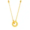 Colar Duplo Anel Ouro 24K Brilhante Estilo Loja Puzuo Gold Luxo Acessível Corrente de Clavícula Encaixada de Alta Qualidade para Mulheres