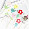 Ins oso de dibujos animados coreano cara sonriente expresión flor borla bandera tarjeta de papel decoración de pastel para hornear tarjeta enchufe