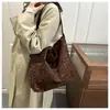 Bolso Tote Simple de Gamuza de un Solo Hombro para Mujer, Nuevo Retro 2025 Estampado de Leopardo Diseño Personalizado Tendencia de Tela