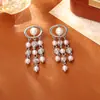 Pendientes de Borla de Perla de Camelia Super Hada, Pendientes de Alta Gama, Modernos y Elegantes, Pendientes Diosa para Adelgazar el Rostro