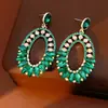 Pendientes Vintage de Plata con Aguja y Diamantes, Forma Ovalada, Lujo Ligero, Sensación de Alta Gama, Exquisitos Pendientes Retro al por Mayor