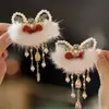 Pinza para el pelo de niña pequeña León Danzante Hanfu Borla Año Nuevo Accesorio para el pelo Peluca Princesa Lazo Adorno para el pelo Pinza para el pelo de niños