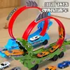 Coche de catapulta explosiva para niños, coche devorador de tiburón dinosaurio, coche de juguete, coche de juguete para niño, montaje libre, coche de juguete de riel