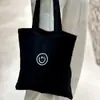 Bolsa de Lona Grande com Rosto Sorridente Estilo Coreano com Zíper, Bolsa de Lona para Estudante Universitário, Bolsa Tote de Grande Capacidade para Armazenamento de Livros