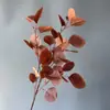 Decoração Grande de Folha de Eucalipto, Flores Artificiais Realistas de Alta Qualidade, Flores Artificiais para Paisagismo, Flores de Plástico, Flores Artificiais de Seda