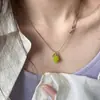 "Cadena de Uvas Verdes" Collar Trenzado de Uvas Perforadas Verde Fresco Estilo Bosque para Mujeres con Cadena para Clavícula de Diseño Exquisito