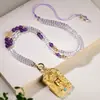 Cadena de Colgante de Cuerda con Cuentas de Amatista Natural Thangka Dios Amarillo de la Riqueza Amuleto de Buda Cadena de Collar Lujo Ligero Estilo Tibetano Estilo de Lujo Ligero