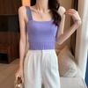 Internet Celebridade Mesmo Estilo Cor Sólida Sling Verão Novas Roupas Femininas BM Estilo Listra Preta e Branca Cor-combinando Alça de Ombro Tricotado Pequeno Colete
