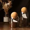 Pote de vidro com rolha de bola redonda para chá selado armazenamento de bar display de flor fruta chá grão de café garrafa pote doméstico