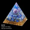 Pirámide de Cristal Natural de 8 cm Decoración Creativa para el Hogar Adorno Artesanal Bola de Cristal Envuelto en Resina Pirámide de Resina