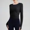 Top de Yoga Acanalado Pilates para Mujer, de Manga Larga, Ajustado, de Secado Rápido, Ropa de Fitness para Correr y Ciclismo con Sensación de Segunda Piel