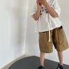 GL-kids - Pantalones cortos de algodón lavado de sarga con cordones para niños, estilo coreano, de verano, para hombres y mujeres