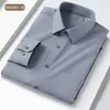 Camisa de Manga Larga para Hombre de Mezcla de Lana Estilo Nuevo, Casual de Negocios, Lavable a Máquina, Color Sólido, Sin Planchar, Versátil para Primavera y Otoño, Camisa de Alta Gama