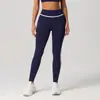Pantalones de Yoga de Bloques de Color Europeos y Americanos de Cintura Alta Secado Rápido para Correr Fitness Pantalones Cortos Ropa Exterior Ajustados Levantamiento de Glúteos Control de Abdomen Ropa Deportiva Pantalones Largos