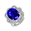 Transmisión en Vivo de Douyin Diamante Completo Zircón Flor Diamante de Color Colgante Collar Anillo Aretes Juego de Joyería Lujo Huevo de Paloma Grande