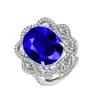 Kaiwei Douyin Conjunto de Joyería de Collar con Colgante de Flor de Diamante Completo Zircón Diamante de Color Anillo Pendientes Huevo de Paloma Grande de Lujo