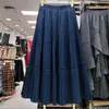 Falda plisada de moda Otoño/Invierno 2025 para mujer, de longitud media, cintura alta, línea A, suelta, plisada, drapeada, patchwork
