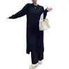 Conjunto de Dos Piezas de Punto Transfronterizo con Pantalones, Suéter con Abertura Estilo Perezoso, Suéter Moderno y Elegante, Corte Holgado