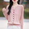 2025 Primavera y Otoño Nueva Moda Femenina Cárdigan Simple con Cuello en V Chaqueta Top de Suéter Exterior Versátil de Alta Gama