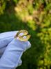 Anillo de Oro Arena Emulación 24K de Alta Imitación Moda para Mujer Combinable Trébol de Cuatro Hojas Anillo Abierto Productos de Bienestar en Vivo