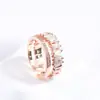 Anel de estilo coreano elegante, requintado, com anel de retenção de cor, camada dupla, aberto, ajustável, com micro zircônia incrustada