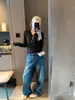 Mochie Rosto Liso Menina Coreana Fibra de Vinagre Tencel Mistura de Lã Gola Polo Casual Manga Longa Camisa Base MQ1953