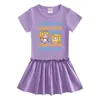 2023 Verão Novo Roupa Infantil Coreana Vestido de Manga Curta Manga Média Saia Plissada Fina de Bebê com Orelha