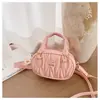 2026 Nova Bolsa Estilo Versão Coreana Ins Moda Bolsa Transversal para Mulheres e Crianças Maiores Bolsa de Mão Plissada Estilo Chanel