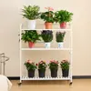 Estantería de hierro forjado de varios niveles, expositor de suelo multicapa para plantas de interior, con ruedas, adecuado para organizar plantas en maceta en el jardín