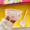 Tazón de Arroz Estilo Ins con Lazo, Tazón de Cerámica con Color Bajo Esmalte, Tazón de Arroz Rosa Girly para el Hogar, Tazón de Postre, Apto para Microondas