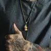Joias de venda quente transfronteiriça vintage punk titânio aço lótus mão de Buda colar com pingente masculino moda acessórios versáteis atacado