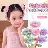 Diadema de tela para el pelo de fresa color macarrón para niñas, accesorio diario para el peinado con borlas y cuentas de colores, diadema suave y linda para niñas