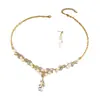 Set de Collar y Aretes Nupciales de Venta Caliente Transfronterizo 2025 con Pedrería para Accesorios de Vestido de Boda, Banquete y Fiesta