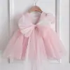 Vestido de Princesa para Bebé Niña de un Año, Vestido de Niña Estilo Europeo y Americano, Vestido de Gasa Rosa sin Espalda para Fiesta de Cumpleaños, Vestido de Boda Pequeño en Stock