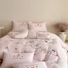 Conjunto de tres o cuatro piezas de estilo coreano femenino, capa A, doble gasa 100% algodón, bordado, funda de edredón 100% algodón, sábana bajera para dormitorio, en stock