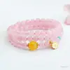 Pulseira de Cristal Rosa Natural Jueyu Água-Marinha Cristal Rosa Flor de Pessegueiro Pulseira de Cristal de Círculo Único Presente para Mulheres S4040402